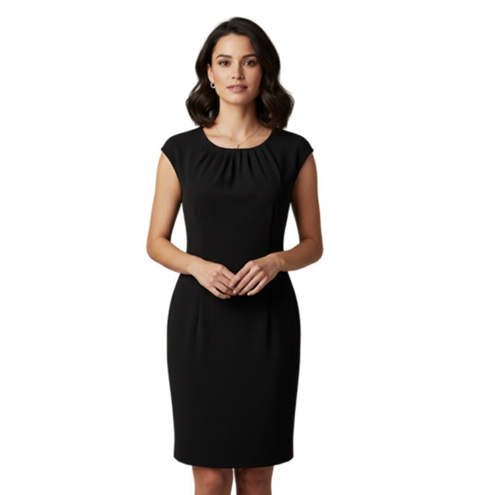 H&M Black Cap Sleeve Sheath Dress Size 8